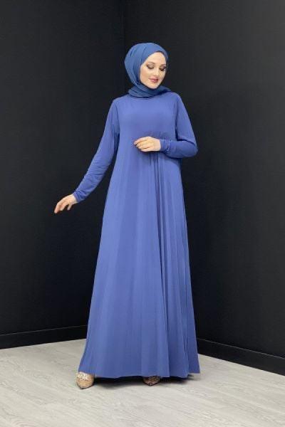 Salaş Piliseli Elbise Mavi