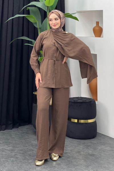 Samsun Pantolonlu Takım Kahverengi
