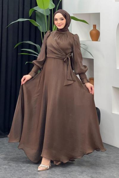 Şanlı Janjan Abiye Kahverengi