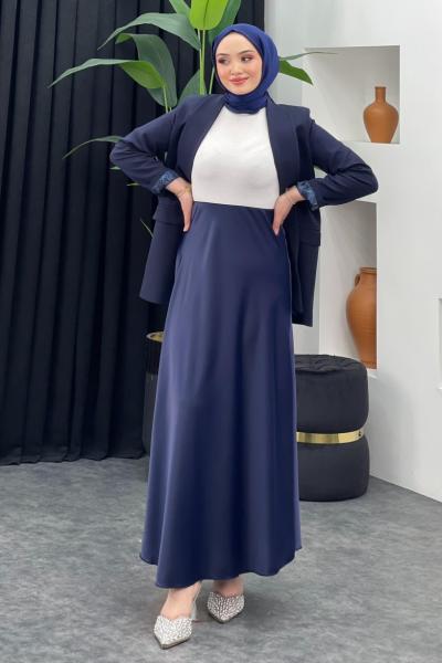 Saten Çan Etek Lacivert