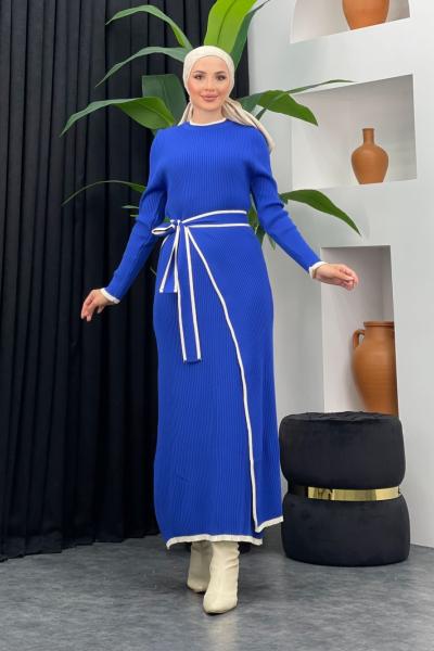 Sayra Triko Elbise Saks Mavisi