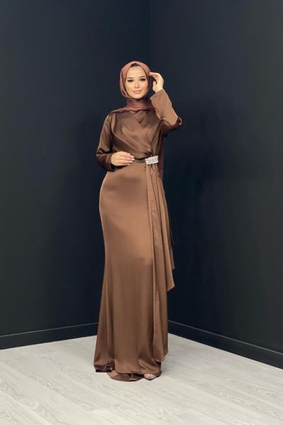Sebahat Taşlı Abiye Kahverengi