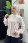 Selen Gömlek Bluz Ekru/Beyaz