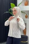 Selen Gömlek Bluz Ekru/Beyaz