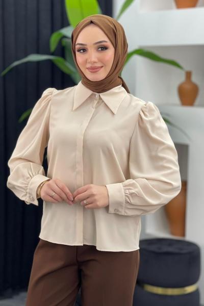 Selen Gömlek Bluz Krem