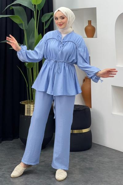 Sena Pantolonlu Takım Bebe Mavisi