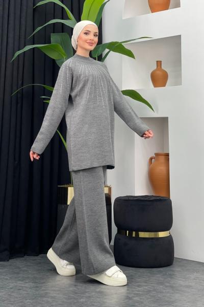 Şenay Pantolonlu Takım Gri