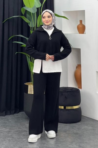 Seren Üçlü Triko Takım Siyah