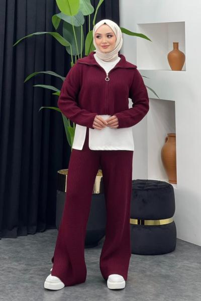 Seren Üçlü Triko Takım Bordo