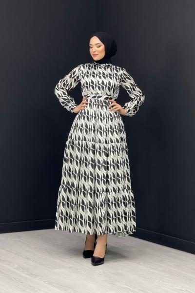 Serpil Saten Elbise Siyah