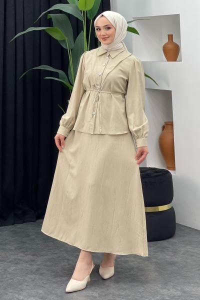 Şeyda Etekli Takım Taş Rengi