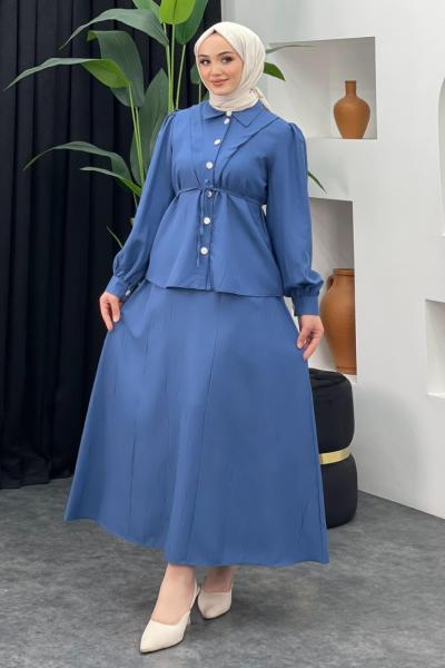 Şeyda Etekli Takım İndigo Mavisi