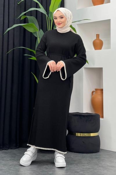Sıcak Triko Elbise Siyah
