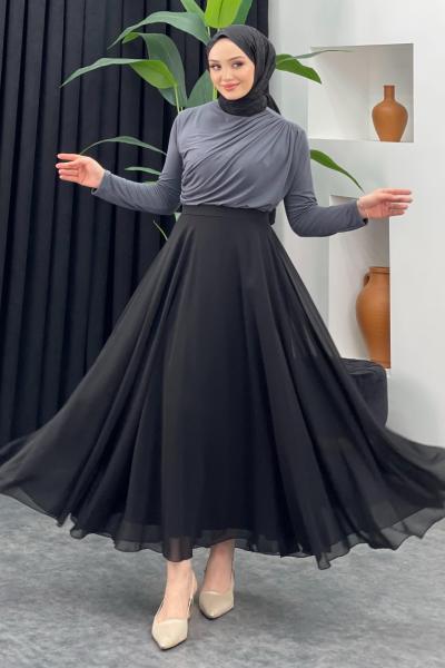 Şifon Etek Siyah