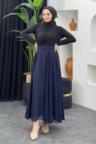 Şifon Etek Lacivert