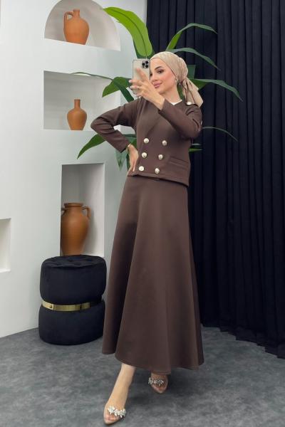 Simla Etekli Scuba Takım Kahverengi