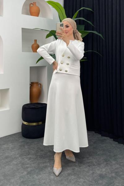 Simla Etekli Scuba Takım Beyaz