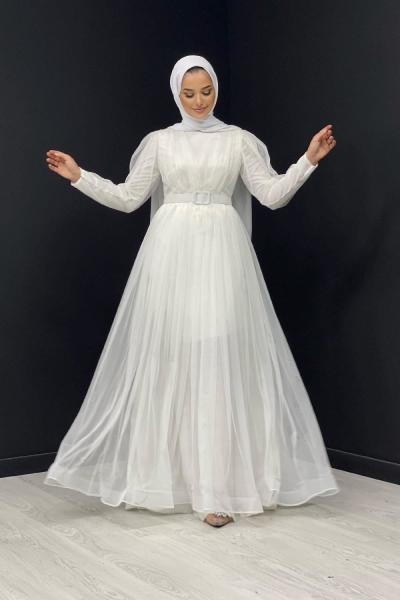 Sinem Tül Elbise Beyaz