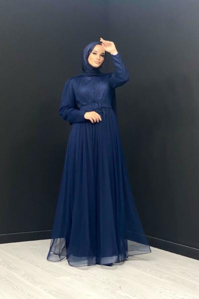 Sinem Tül Elbise Lacivert