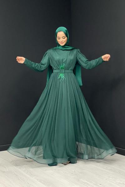 Sinem Tül Elbise Zümrüt