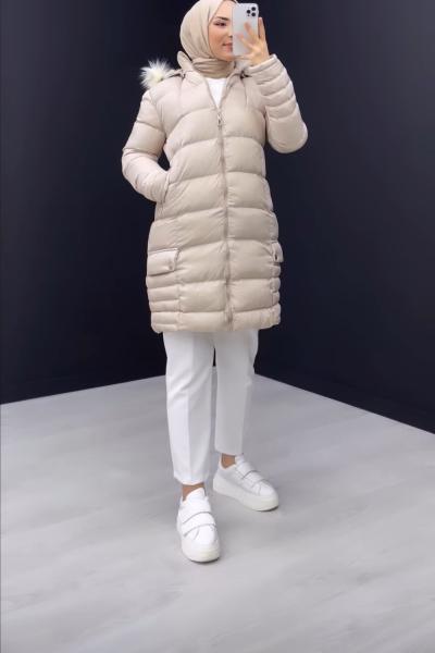 Şişme Mont Taş Rengi