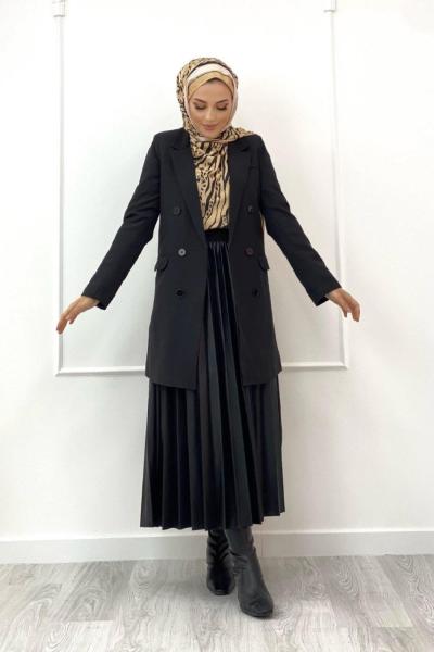 Siyah Düğmeli Blazer Ceket Siyah