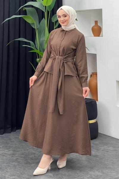 Sude Etekli Takım Kahverengi