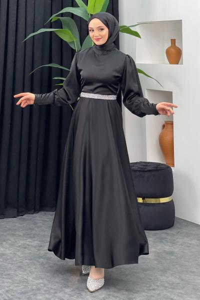 Şura Saten Elbise Siyah