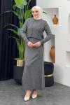 Süveterli Elbise Gri
