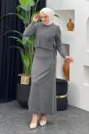 Süveterli Elbise Gri