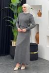 Süveterli Elbise Gri