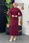 Süveterli Elbise Bordo