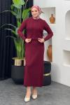 Süveterli Elbise Bordo