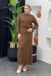 Süveterli Elbise Kahverengi