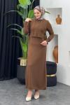 Süveterli Elbise Kahverengi