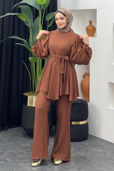 Tanya Pantolonlu Takım Kahverengi