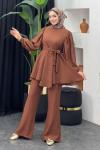 Tanya Pantolonlu Takım Kahverengi