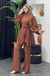 Tanya Pantolonlu Takım Kahverengi