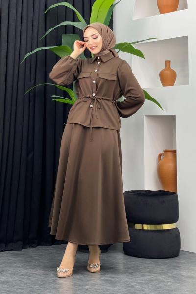 Tarz Scuba Etekli Takım Kahverengi