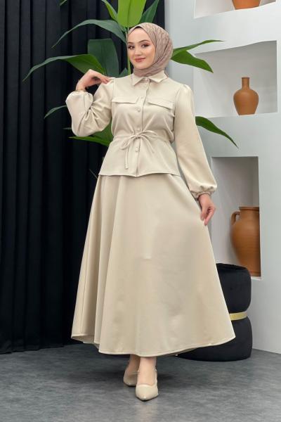 Tarz Scuba Etekli Takım Taş Rengi