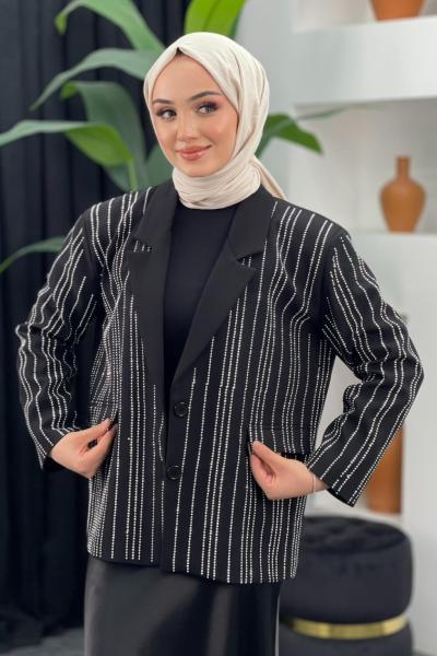 Taşlı Ceket Siyah