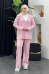 Taşlı Pantolonlu Takım Pudra