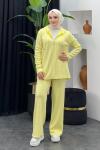 Taşlı Pantolonlu Takım Sarı