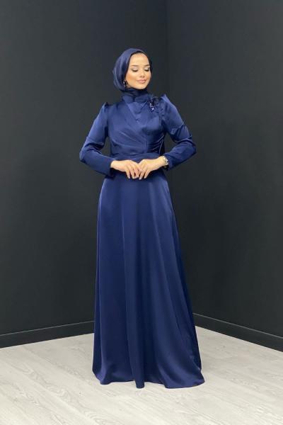 Tılsım Saten Abiye Lacivert