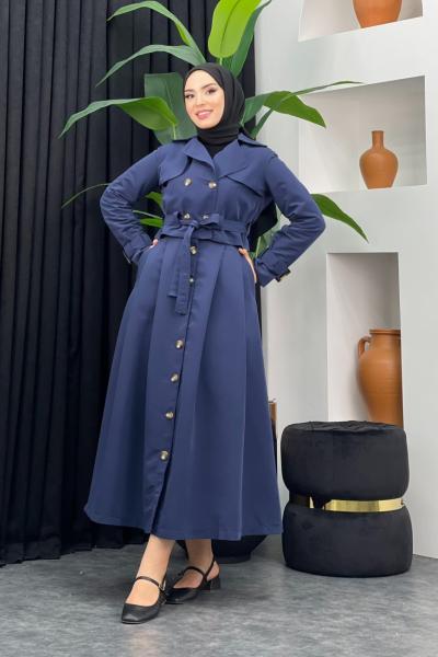 Trenç Detaylı Etekli Takım Lacivert