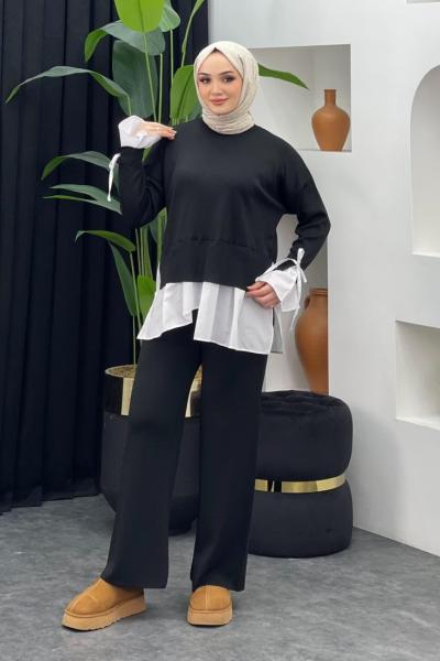 Truva Merserize Gömlek Takım Siyah