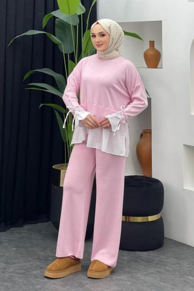 Truva Merserize Gömlek Takım Pembe