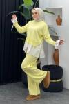 Truva Merserize Gömlek Takım Sarı
