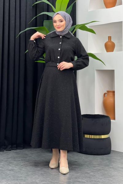 Tüvit Gömlek Etekli Takım Siyah
