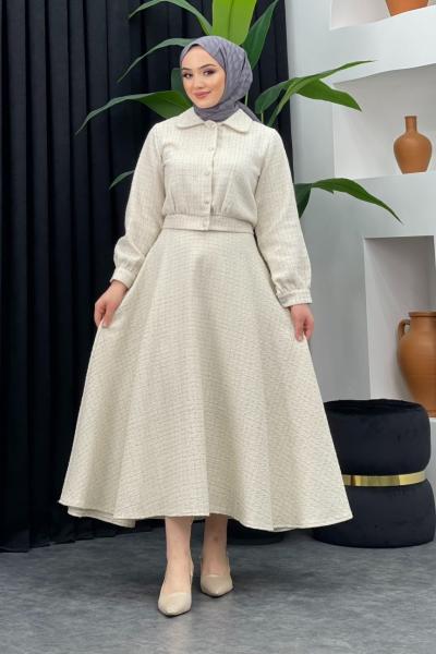 Tüvit Gömlek Etekli Takım Taş Rengi